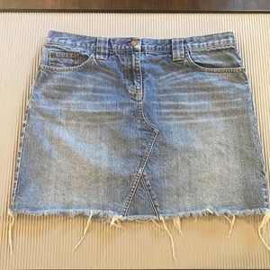 J Crew Denim Mini Skirt w/ Raw Hem Frayed Edges Size 33